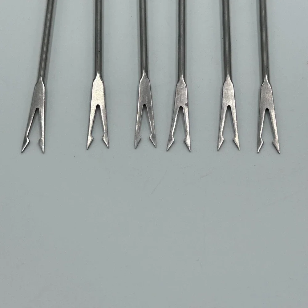 MCM Edelstahl Rostfrei Fondue Forks 6 Ea Germany Stainless Steel 2Prong Wood 11